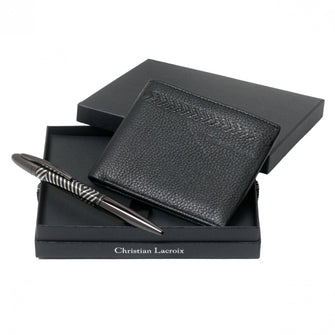 Personalise Set Christian Lacroix Black (ballpoint Pen & Wallet) - Custom Eco Friendly Gifts Online