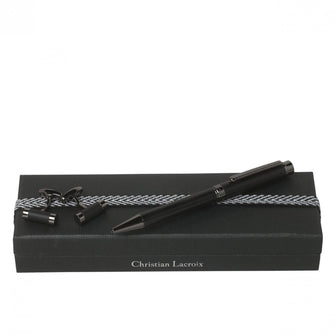 Personalise Set Seal Grey (ballpoint Pen & Cufflinks) - Custom Eco Friendly Gifts Online