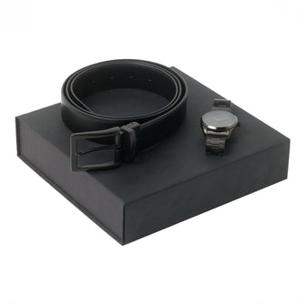 Personalise Set Textum Black (watch & Belt) - Custom Eco Friendly Gifts Online