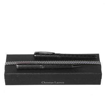 Personalise Set Flag Black (ballpoint Pen & Rollerball Pen) - Custom Eco Friendly Gifts Online