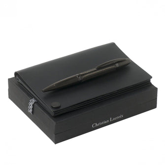 Personalise Set Christian Lacroix Black (ballpoint Pen & Travel Wallet) - Custom Eco Friendly Gifts Online