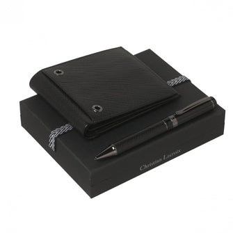 Personalise Set Endos Black (ballpoint Pen & Wallet) - Custom Eco Friendly Gifts Online