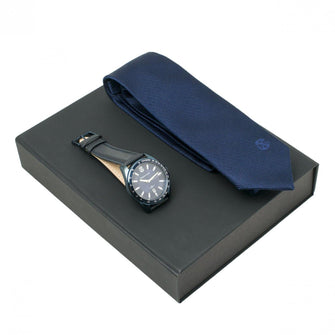 Personalise Set Element Navy (watch & Silk Tie) - Custom Eco Friendly Gifts Online