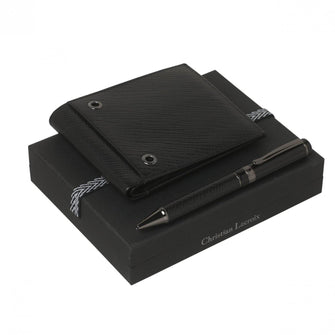 Personalise Set Endos Black (ballpoint Pen & Money Wallet) - Custom Eco Friendly Gifts Online