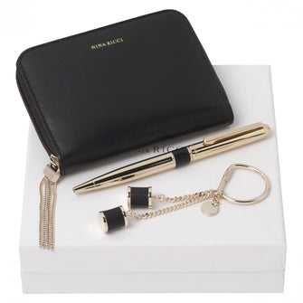 Personalise Set Nina Ricci Noir (ballpoint Pen, Key Ring & Notebook Cover) - Custom Eco Friendly Gifts Online