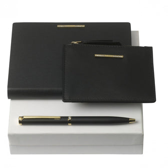 Personalise Set Barrette Noir (ballpoint Pen, Note Pad A6 & Key Ring) - Custom Eco Friendly Gifts Online