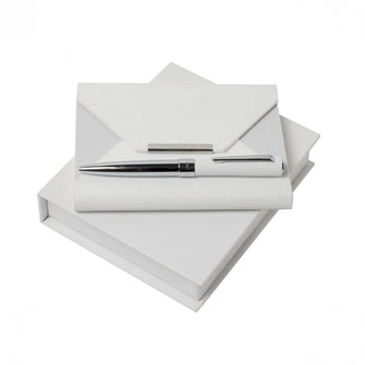 Personalise Set Dune White (ballpoint Pen & Note Pad A6) - Custom Eco Friendly Gifts Online