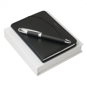 Personalise Set Embrun Black (ballpoint Pen & Note Pad A6) - Custom Eco Friendly Gifts Online