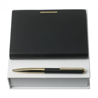 Personalise Set Barrette Noir (ballpoint Pen & Note Pad A6) - Custom Eco Friendly Gifts Online