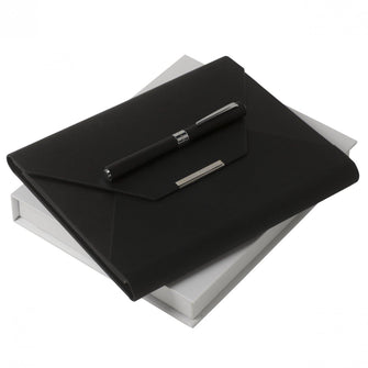 Personalise Set Dune Black (rollerball Pen & Folder A5) - Custom Eco Friendly Gifts Online