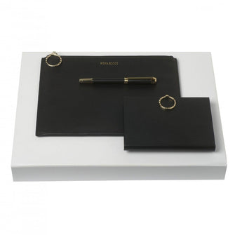 Personalise Set Boucle Noir (fountain Pen, Note Pad A6 & Clutch) - Custom Eco Friendly Gifts Online