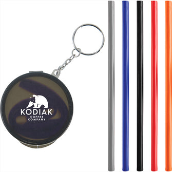 Personalise Reusable Silicone Straw Keychain with Logo | Eco Gifts