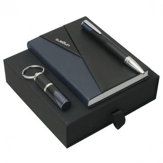 Personalise Set Lapo Dark Blue (ballpoint Pen, Note Pad A6 & Key Ring) - Custom Eco Friendly Gifts Online