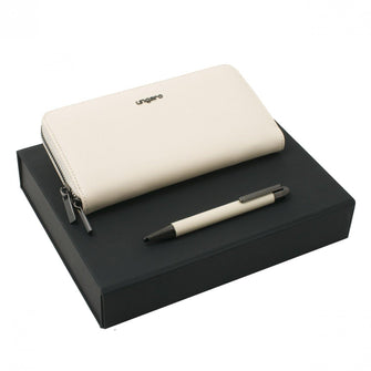 Personalise Set Aria Off white (ballpoint Pen & Travel Purse) - Custom Eco Friendly Gifts Online