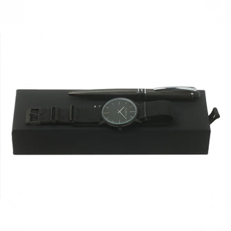 Personalise Set Uomo Black (ballpoint Pen & Watch) - Custom Eco Friendly Gifts Online
