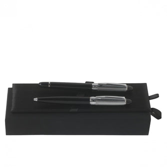 Personalise Set Alceo Black (ballpoint Pen & Rollerball Pen) - Custom Eco Friendly Gifts Online
