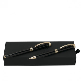 Personalise Set Alba Black (ballpoint Pen & Rollerball Pen) - Custom Eco Friendly Gifts Online
