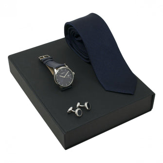Personalise Set Ungaro Blue (watch, Cufflinks & Silk Tie) - Custom Eco Friendly Gifts Online
