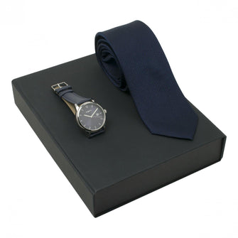 Personalise Set Ungaro Blue (watch & Silk Tie) - Custom Eco Friendly Gifts Online