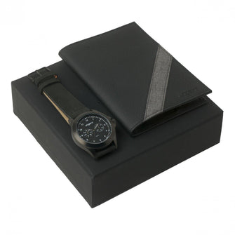 Personalise Set Ungaro Black (passport Cover & Watch) - Custom Eco Friendly Gifts Online