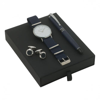 Personalise Set Ungaro Blue (rollerball Pen, Watch & Cufflinks) - Custom Eco Friendly Gifts Online