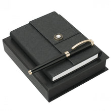 Personalise Set Alba Black (rollerball Pen & Note Pad A6) - Custom Eco Friendly Gifts Online