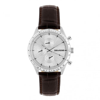 Personalise Chronograph Master Silver Brown Leather r3s m m904 - Custom Eco Friendly Gifts Online